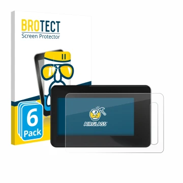Front side of a product packaging with the brand logo BROTECT. Next to it is the device Shimano Steps SC-EN600 shown with the 