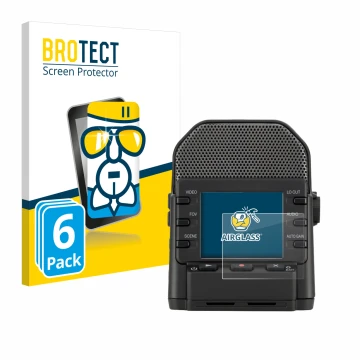 Front side of a product packaging with the brand logo BROTECT. Next to it is the device Zoom Q2n-4K shown with the correspondi