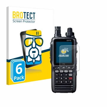Front side of a product packaging with the brand logo BROTECT. Next to it is the device Yaesu FTA-850L shown with the correspo
