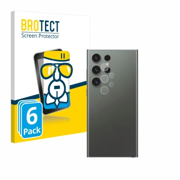 Front side of a product packaging with the brand logo BROTECT. Next to it is the device Samsung Galaxy S23 Ultra Enterprise Ed