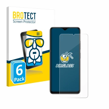 Front side of a product packaging with the brand logo BROTECT. Next to it is the device ZTE Blade A73 shown with the correspon