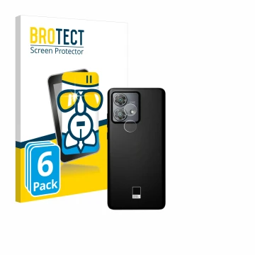 Front side of a product packaging with the brand logo BROTECT. Next to it is the device Motorola Edge 40 Neo (ONLY Camera Lens