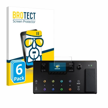 Front side of a product packaging with the brand logo BROTECT. Next to it is the device Line 6 Helix LT shown with the corresp