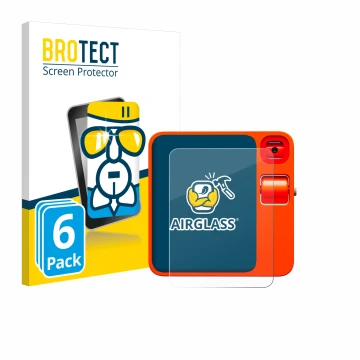 Front side of a product packaging with the brand logo BROTECT. Next to it is the device rabbit r1 shown with the corresponding