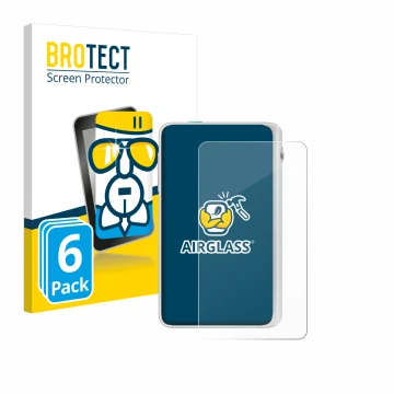 Front side of a product packaging with the brand logo BROTECT. Next to it is the device Timekettle Fluentalk T1 Mini shown wit