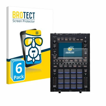 Front side of a product packaging with the brand logo BROTECT. Next to it is the device KORG KAOSS Replay shown with the corre