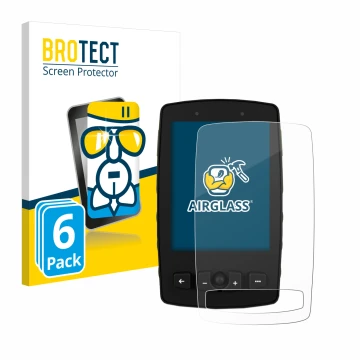 Front side of a product packaging with the brand logo BROTECT. Next to it is the device TwoNav Aventura 2 Plus shown with the 