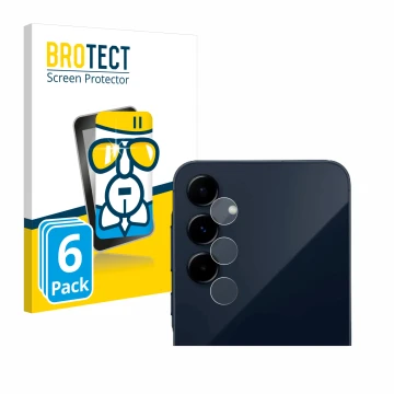 Front side of a product packaging with the brand logo BROTECT. Next to it is the device Samsung Galaxy A35 5G (ONLY Camera Len