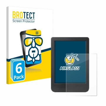 Front side of a product packaging with the brand logo BROTECT. Next to it is the device Kobo Clara Colour shown with the corre