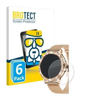 Front side of a product packaging with the brand logo BROTECT. Next to it is the device walkbee Smartwatch 1.3