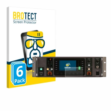 Front side of a product packaging with the brand logo BROTECT. Next to it is the device Behringer X32 Rack shown with the corr