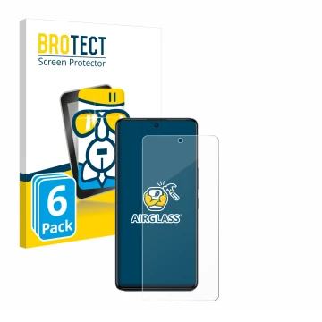 Front side of a product packaging with the brand logo BROTECT. Next to it is the device Infinix GT 20 Pro shown with the corre