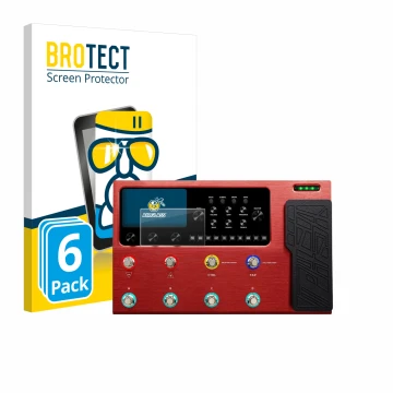 Front side of a product packaging with the brand logo BROTECT. Next to it is the device Valeton GP-200R shown with the corresp