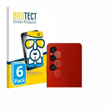 Front side of a product packaging with the brand logo BROTECT. Next to it is the device Sony Xperia 1 VI (ONLY Camera Lens) sh