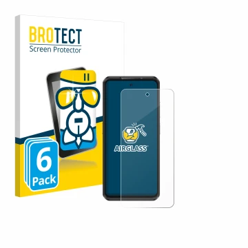 Front side of a product packaging with the brand logo BROTECT. Next to it is the device Ulefone Armor 25T Pro shown with the c
