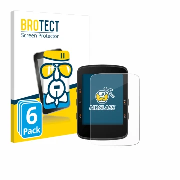 Front side of a product packaging with the brand logo BROTECT. Next to it is the device Bryton Rider 460 shown with the corres