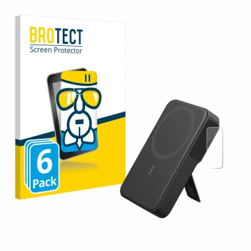Front side of a product packaging with the brand logo BROTECT. Next to it is the device Anker MagGo shown with the correspondi