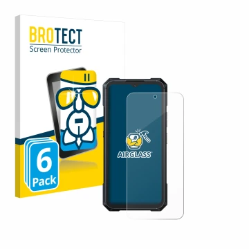 Front side of a product packaging with the brand logo BROTECT. Next to it is the device Cubot King Kong X shown with the corre