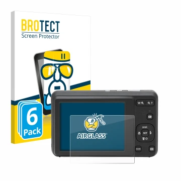 Front side of a product packaging with the brand logo BROTECT. Next to it is the device Kodak Pixpro FZ55 shown with the corre
