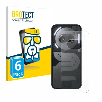 Front side of a product packaging with the brand logo BROTECT. Next to it is the device Nothing Phone (2a) Plus (Back) shown w