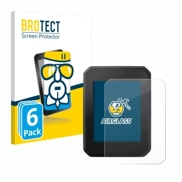 Front side of a product packaging with the brand logo BROTECT. Next to it is the device FIT Display Compact 2.0 shown with the