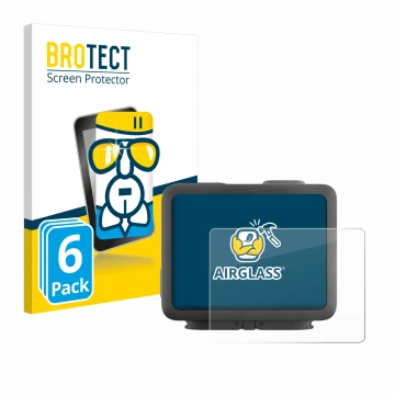 Front side of a product packaging with the brand logo BROTECT. Next to it is the device GoPro Hero 4k shown with the correspon