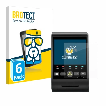Front side of a product packaging with the brand logo BROTECT. Next to it is the device VIOFO A229 PRO shown with the correspo