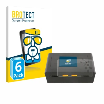 Front side of a product packaging with the brand logo BROTECT. Next to it is the device Gens Ace IMARS D300 shown with the cor