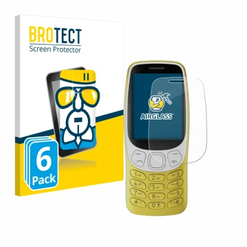 Front side of a product packaging with the brand logo BROTECT. Next to it is the device Nokia 3210 shown with the correspondin