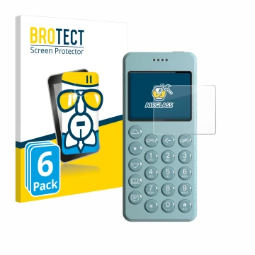 Front side of a product packaging with the brand logo BROTECT. Next to it is the device Punkt MP02 shown with the correspondin
