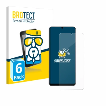 Front side of a product packaging with the brand logo BROTECT. Next to it is the device realme Note 60 4G shown with the corre
