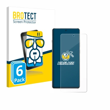 Front side of a product packaging with the brand logo BROTECT. Next to it is the device OnePlus 13R shown with the correspondi