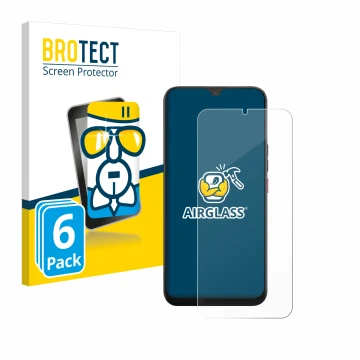 Front side of a product packaging with the brand logo BROTECT. Next to it is the device Volla Phone 22 shown with the correspo