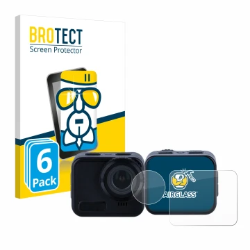 Front side of a product packaging with the brand logo BROTECT. Next to it is the device Rollei 9s Cube shown with the correspo