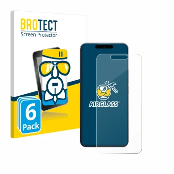 Front side of a product packaging with the brand logo BROTECT. Next to it is the device Oukitel P1 shown with the correspondin