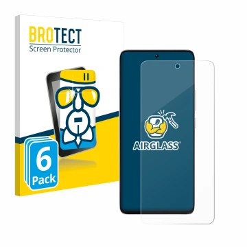 Front side of a product packaging with the brand logo BROTECT. Next to it is the device Xiaomi Poco M7 Pro 5G shown with the c