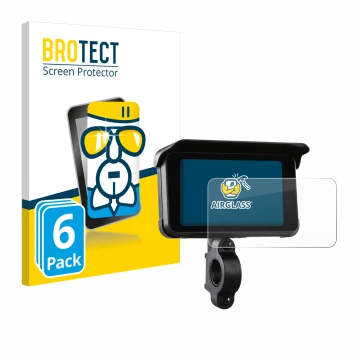 Front side of a product packaging with the brand logo BROTECT. Next to it is the device Midland Bike-Play-Guardian shown with 