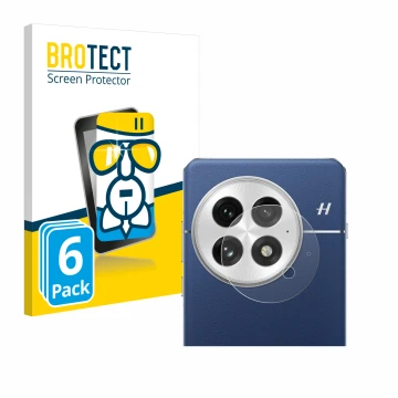 Front side of a product packaging with the brand logo BROTECT. Next to it is the device OnePlus 13 (ONLY Camera Lens) shown wi