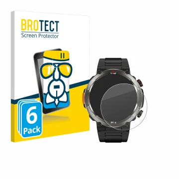 Front side of a product packaging with the brand logo BROTECT. Next to it is the device Blackview W50 Pro 1.45