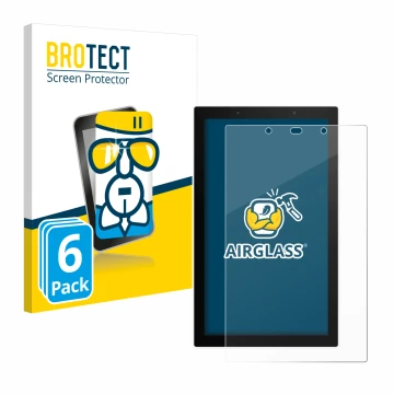 Front side of a product packaging with the brand logo BROTECT. Next to it is the device SONOFF NSPanel Pro 120 shown with the 