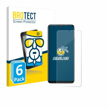 Front side of a product packaging with the brand logo BROTECT. Next to it is the device ZTE Blade V70 Max shown with the corre