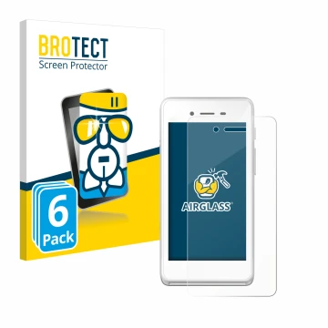 Front side of a product packaging with the brand logo BROTECT. Next to it is the device Pax A50 wallee shown with the correspo