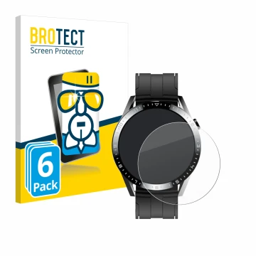 Front side of a product packaging with the brand logo BROTECT. Next to it is the device Tracer Smartwatch SM9 shown with the c