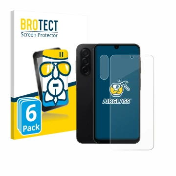 Front side of a product packaging with the brand logo BROTECT. Next to it is the device Samsung Galaxy A26 5G (Front+Camera) s