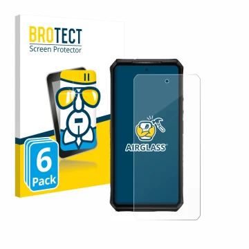 Front side of a product packaging with the brand logo BROTECT. Next to it is the device Ulefone Armor 28 Ultra Thermal shown w