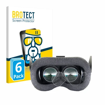 Front side of a product packaging with the brand logo BROTECT. Next to it is the device Valve Index VR-Headset shown with the 