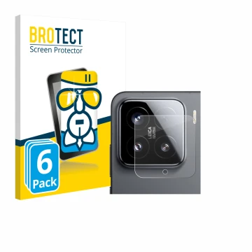 Front side of a product packaging with the brand logo BROTECT. Next to it is the device Xiaomi 15 (ONLY Camera Lens) shown wit