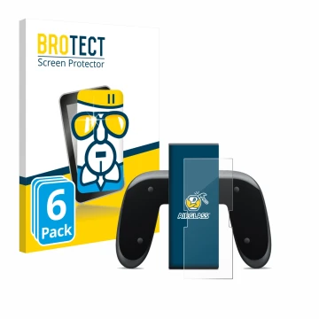 Front side of a product packaging with the brand logo BROTECT. Next to it is the device Nintendo Switch 2 Joy-Con 2-Holder sho