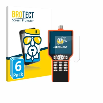 Front side of a product packaging with the brand logo BROTECT. Next to it is the device RigExpert MATCH shown with the corresp