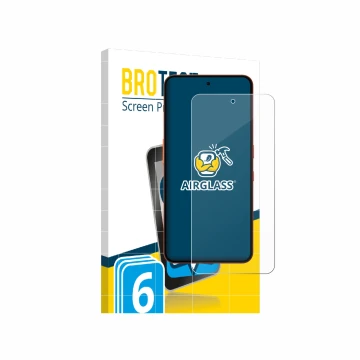 Front side of a product packaging with the brand logo BROTECT. Next to it is the device Nothing CMF Phone 2 Pro shown with the